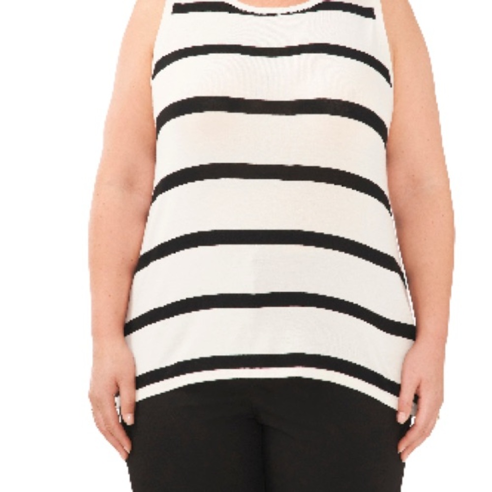 Halogen White and Black Sleeveless Tank Top